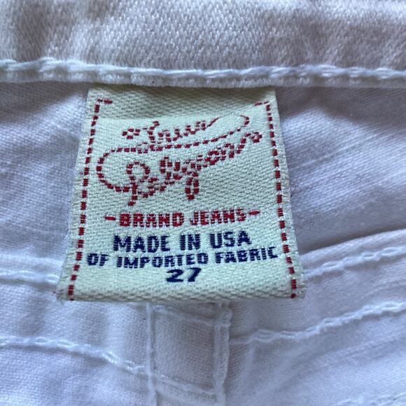 True Religion Joey Jeans 27 White Y2K Flare Low Rise Tonal Stitch Twisted Seams - Picture 5 of 12